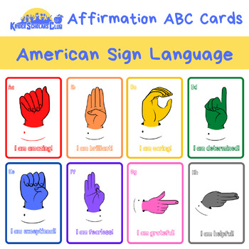 Preview of Alphabet Affirmations 26 Printable Flash ABC Cards American Sign Language (ASL)