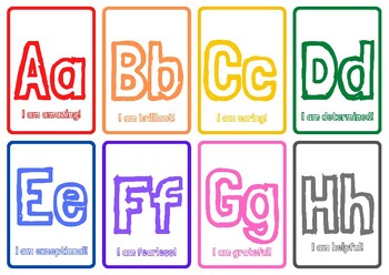 Preview of Alphabet Affirmations 78 Printable Flash Cards - Cursive, Print, and ASL BUNDLE