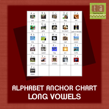 Preview of Alphabet Anchor Chart For Writing Folder - with REAL Images & Long Vowel Sounds