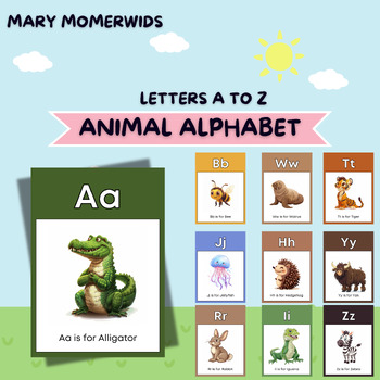 Preview of Alphabet Animal Clipart | A-Z Letters Clipart | Printable Bulletin Board Clipart