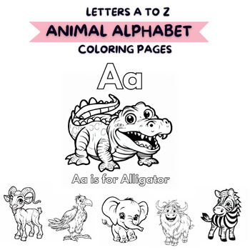 Preview of Alphabet Animal Coloring Pages | A-Z Letters | Printable