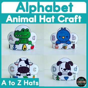Preview of Alphabet Animal Crown Hat Craft | A to Z Headband Coloring Activity