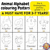 Alphabet Animal Letters colouring worksheet kindergarten, 