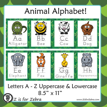 Alphabet Letter Animal Posters A - Z by Z is for Zebra | TpT