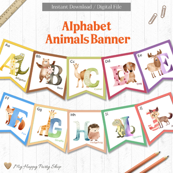 Preview of Alphabet Animals Banner | Classroom Decor | ABC Banner | A-Z Banner | Printable