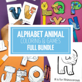 Alphabet Animals Cards, Coloring, Crafts, and Puppets