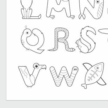 Alphabet Animals Coloring Page by Days With Design | TpT