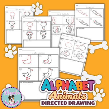 Alphabet Animals Directed Drawing Activities (How to Draw, Step by Step ...