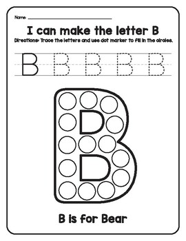 Alphabet Animals Dot Markers Worksheets by Sophia Elizabeth | TPT