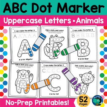Preview of Alphabet Animals Dot Markers Worksheets | A-Z Do a Dot Printables