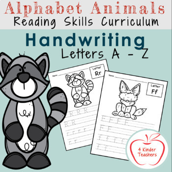 Preview of Handwriting Worksheets Alphabet Animals Letters A-Z