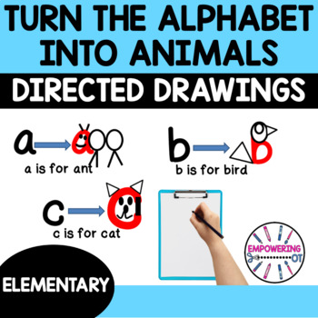 Preview of DIRECTED DRAWING turn the ALPHABET into the same letter animal / object! abcs