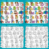 Alphabet Animals Uppercase and Lowercase Letters Clipart