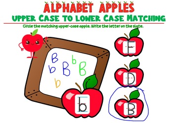Preview of Alphabet Apples Uppercase to Lower Case Letter Match Flipchart