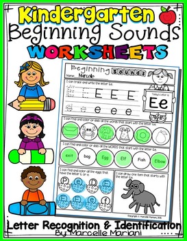 Preview of Alphabet BEGINNING SOUNDS WORKSHEETS- Letter Recognition & Identification
