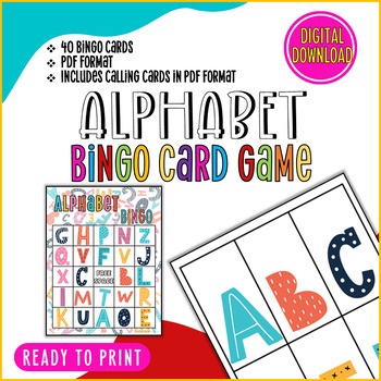 Alphabet BINGO Game | 40 Cards Included | Digital Download | TPT