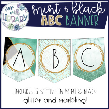 Preview of Alphabet Banner {Mint and Black Marble}