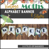 Alphabet Banner Vintage Moths and Nature Classroom Decor