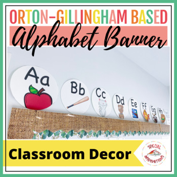 Preview of ALPHABET and SOUND WALL Banner with Keyword Pictures | Orton-Gillingham