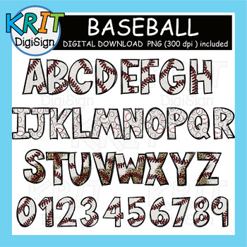 Alphabet Baseball Doodle Letter PNG and Clipart Bundle by Krit-DigiSign