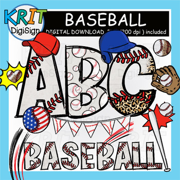 Preview of Alphabet Baseball Doodle Letter PNG and Clipart Bundle