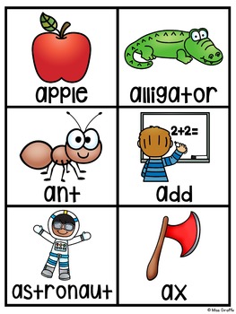 Alphabet Cards Beginning Sounds Picture Sorts Pocket Chart Centers and ...