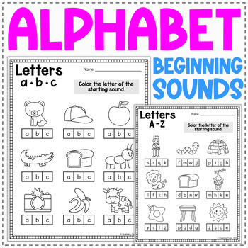 Preview of Alphabet Beginning Sounds Worksheets - Alphabet Review Activity