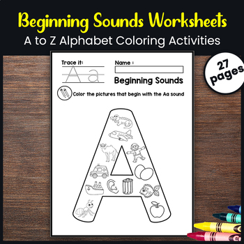 Alphabet Beginning Sounds and Color the Phonics Worksheets for PreK ...