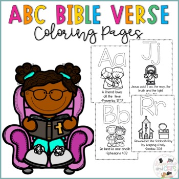 Preview of Alphabet Bible Verse Coloring Pages | Religion Lesson Plan | Bulletin Board Idea