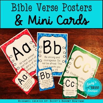 Preview of ABC Bible Verse Posters & Mini Cards (with Bonus)