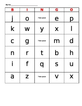 Alphabet Bingo by Elementary Resources Kindergarten and 2nd grade