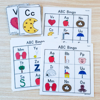 Alphabet Bingo Game for Letter Names and Beginning Sounds by MrsGalvan