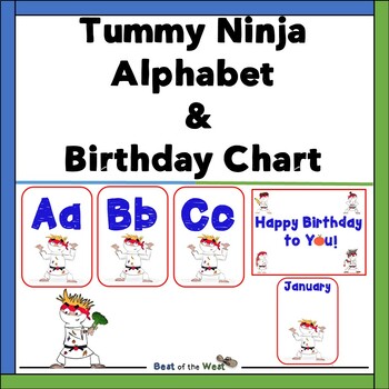 Preview of Alphabet - Birthday Chart- Tummy Ninja - Elementary - Classroom Décor - Posters