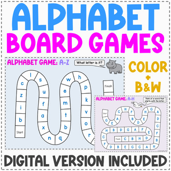 Preview of Alphabet Board Games - Printable and Digital Versions - Alphabet Review