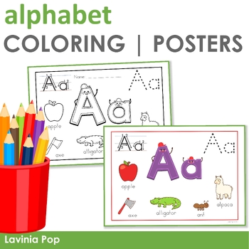 Preview of Alphabet Coloring Book and Posters | Letters A-Z