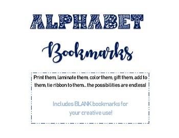 Alphabet Bookmarks + BLANK Template