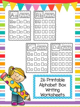 alphabet box writing worksheets preschool kindergarten phonics and ela