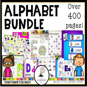 Preview of Alphabet Bundle | ABC Worksheets, Word Wall, Activities, Coloring, Cards