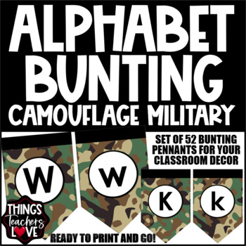 Preview of Alphabet Bunting Pennants Set - MILITARY CAMOUFLAGE CAMO CLASSROOM DECOR 02