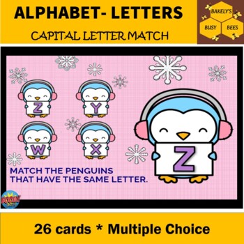 Preview of Alphabet Capital Letter Match- Penguins- BOOM Cards