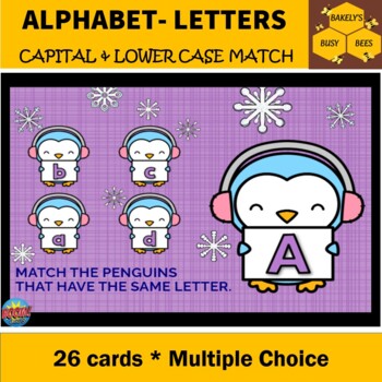Preview of Alphabet Capital & Lower Case Match- Penguins- BOOM Cards