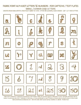 Preview of Alphabet Captions Brown Fabric Font Lower Case Letters & Numbers Printable Sheet