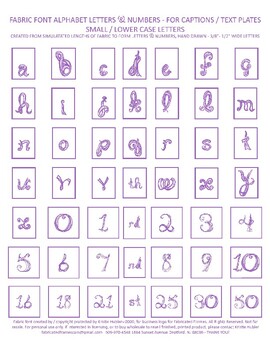 Preview of Alphabet Captions Lavender Fabric Font Lower Case Letters & Numbers Printable