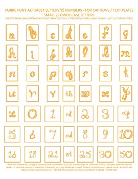 Preview of Alphabet Captions Orange Fabric Font Lower Case Letters & Numbers Printable
