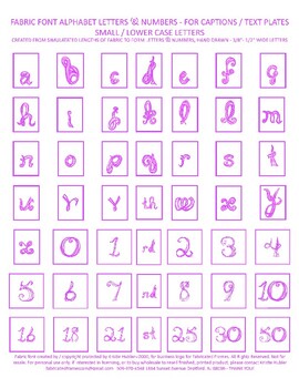 Preview of Alphabet Captions Orchid Fabric Font Lower Case Letters & Numbers Printable