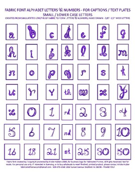 Preview of Alphabet Captions Purple Fabric Font Lower Case Letters & Numbers Printable