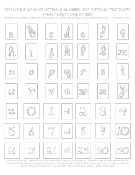 Preview of Alphabet Captions Silver Gray Fabric Font Lower Case Letters & Numbers Printable