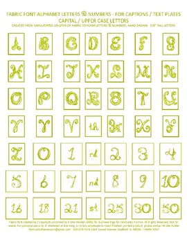 Preview of Alphabet Captions Yellow Green Fabric Font Upper Case Letters Numbers Printable