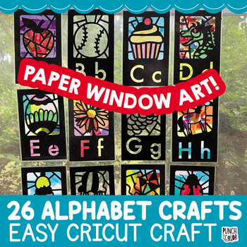 Preview of Alphabet Card Craft for Kindergarten | A to Z Art Activity for Cricut | SVG