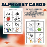 Preview of Alphabet Cards with Pictures Matching Game Letter Recognition A-Z